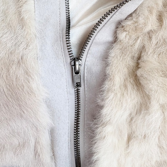 Y2K Faux Fur Zip-Up Cropped Vest Womens Size S Cream by Papaya - Picture 6 of 9